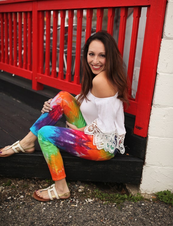 Tie Dye Women's Jeans Rainbow Jeans Tie Dye Women's Pants Hippie Festival  Pants Party Pants Sizes: 2-14 -  Canada