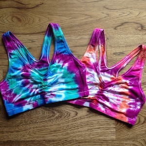 Tie Dye Women&#39;s Sports Bra - Tie Dye Lingerie - Festival - Hippie - Handmade - Tie Dye Bra - Michigan Made - Sizes: S-3XL