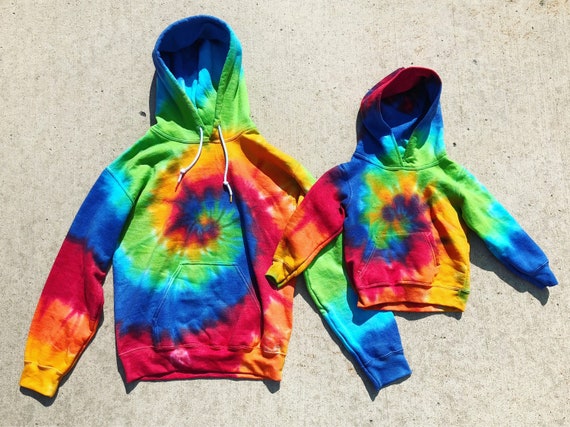 Tie Dye Hoodie Matching Adult Kid s Tie Dye Mommy and Me Tie Dye Daddy and Me Tie Dye Super Soft Hippie Sizes 2T Adult 4XL