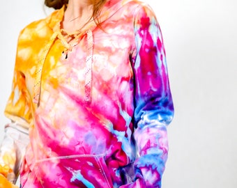 Size: XS - Ice Dye Hoodie - Only 1 Available - Tie Dye Hoodie - Unisex Tie Dye Sweatshirt - Hippie