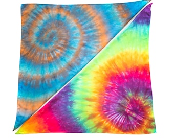 Rainbow Tie Dye Triangle Bandana - Hippie Hand Dyed Dog Bandana