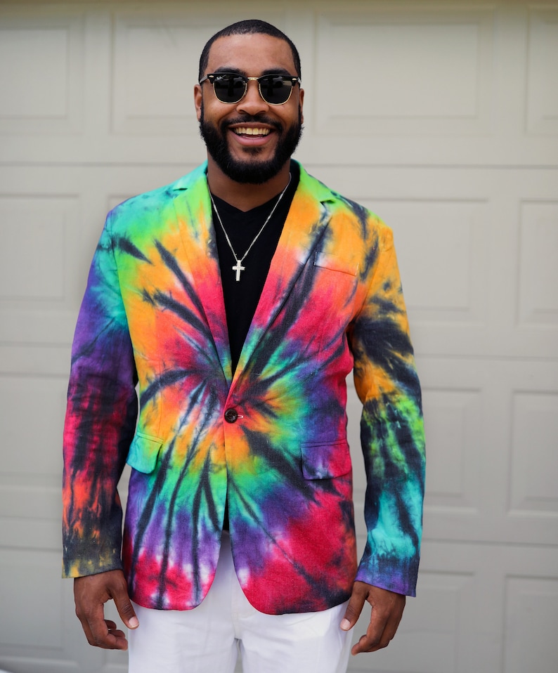Tie Dye Men's Blazer Hippie Blazer Tie Dye Wedding Etsy