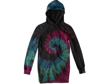 Tie Dye Hoodie Dress - Hooded Pullover Dress - Women's Hoodie Dress - Tie Dye Dress - Women's Hoodie Dress - Sizes: XS-2XL