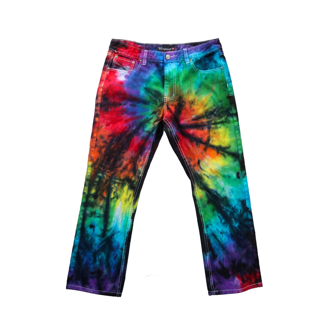 Tie Dye Men's Jeans Twisted Rainbow Pants Men's Jeans Party Pants