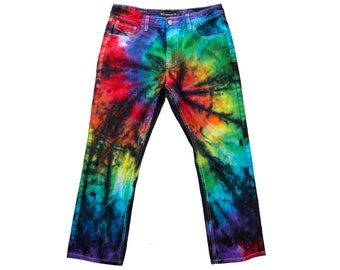 Tie Dye Jeans pour hommes - Pantalon arc-en-ciel torsadé - Jeans pour hommes - Pantalons de fête - Hippie - Festival Apparel - Michigan Made