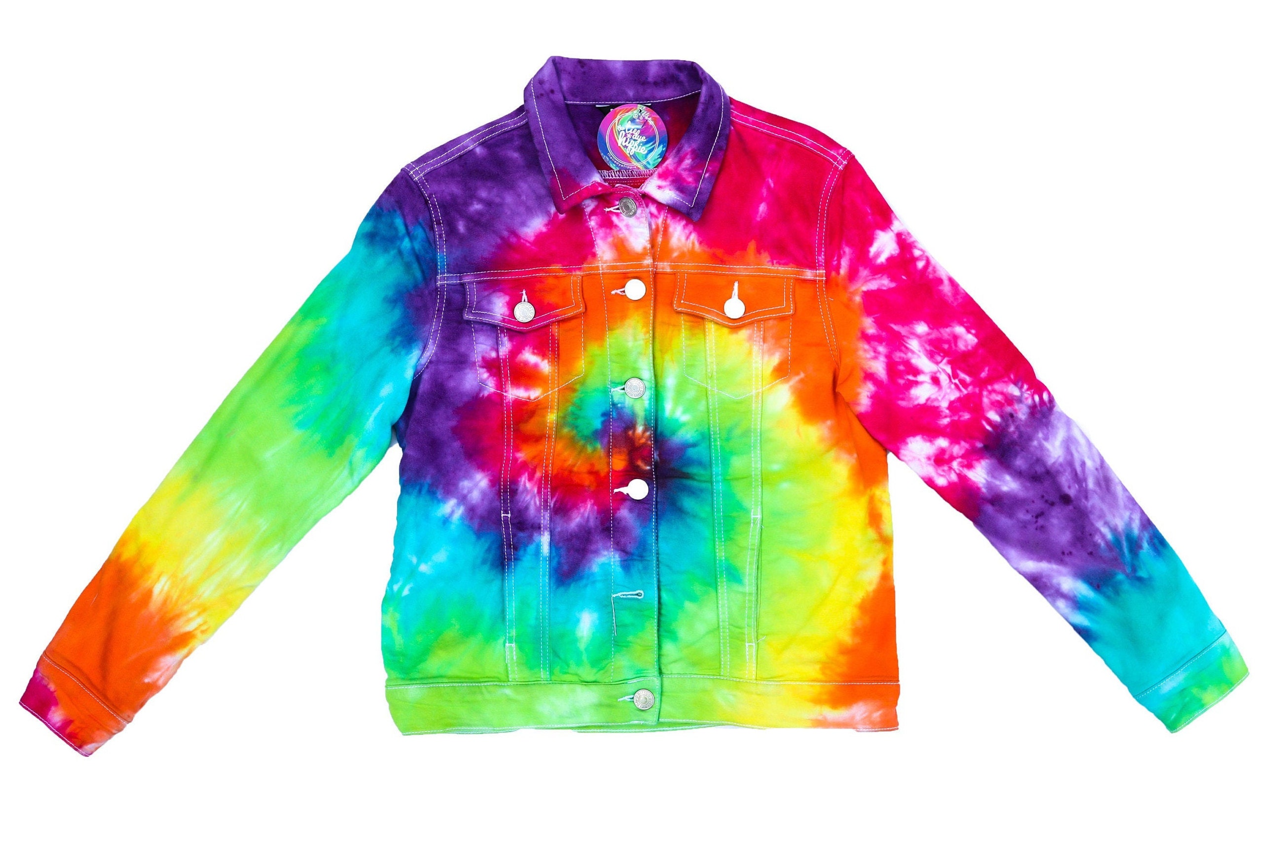 Rainbow tie deals dye denim jacket
