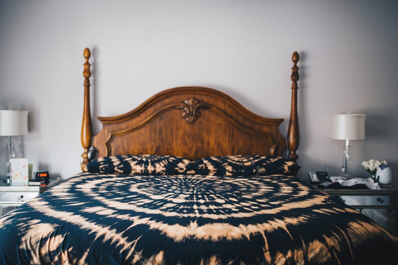 Tie Dye Boho Bedding Black Tie Dye Bedding Tie Dye Sheet Etsy