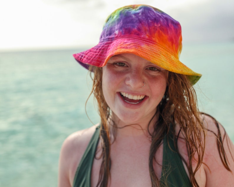 Tie Dye Bucket Hat Tie Dye Bandana Tie Dye Adult Hat Tie Dye Baby Bucket Hat Hippie Rainbow Bucket Hat Hand Dyed Michigan image 4