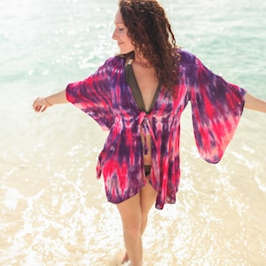 Tie Dye Kimono Jacket - Tie Dye Beach Cover Up - Boho Chic - Tailles: S/M, L/XL et 2XL - Hippie