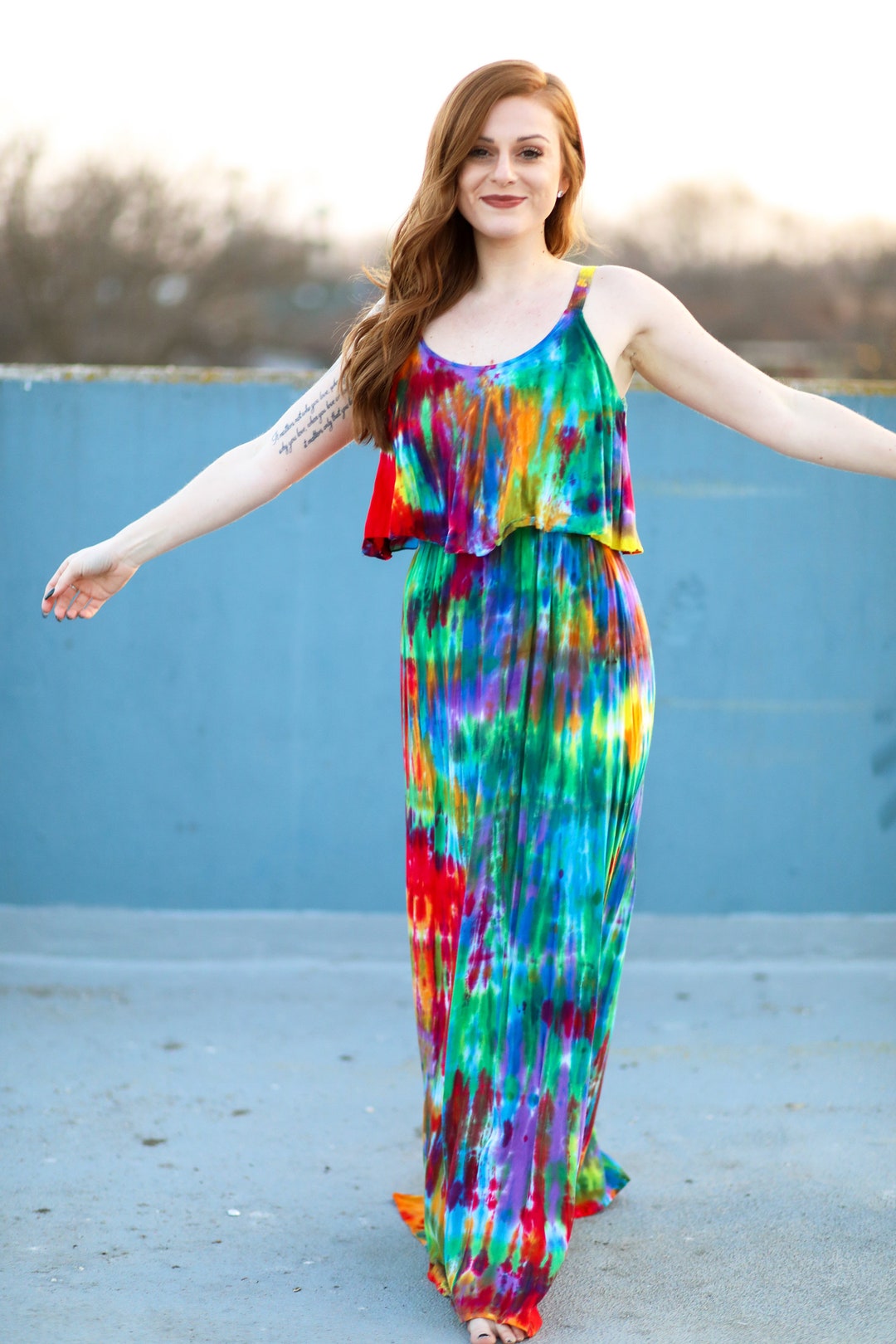 Tie Dye Dress Women's Tie Dye Maxi Dress Tye Dye Dress Bohemian