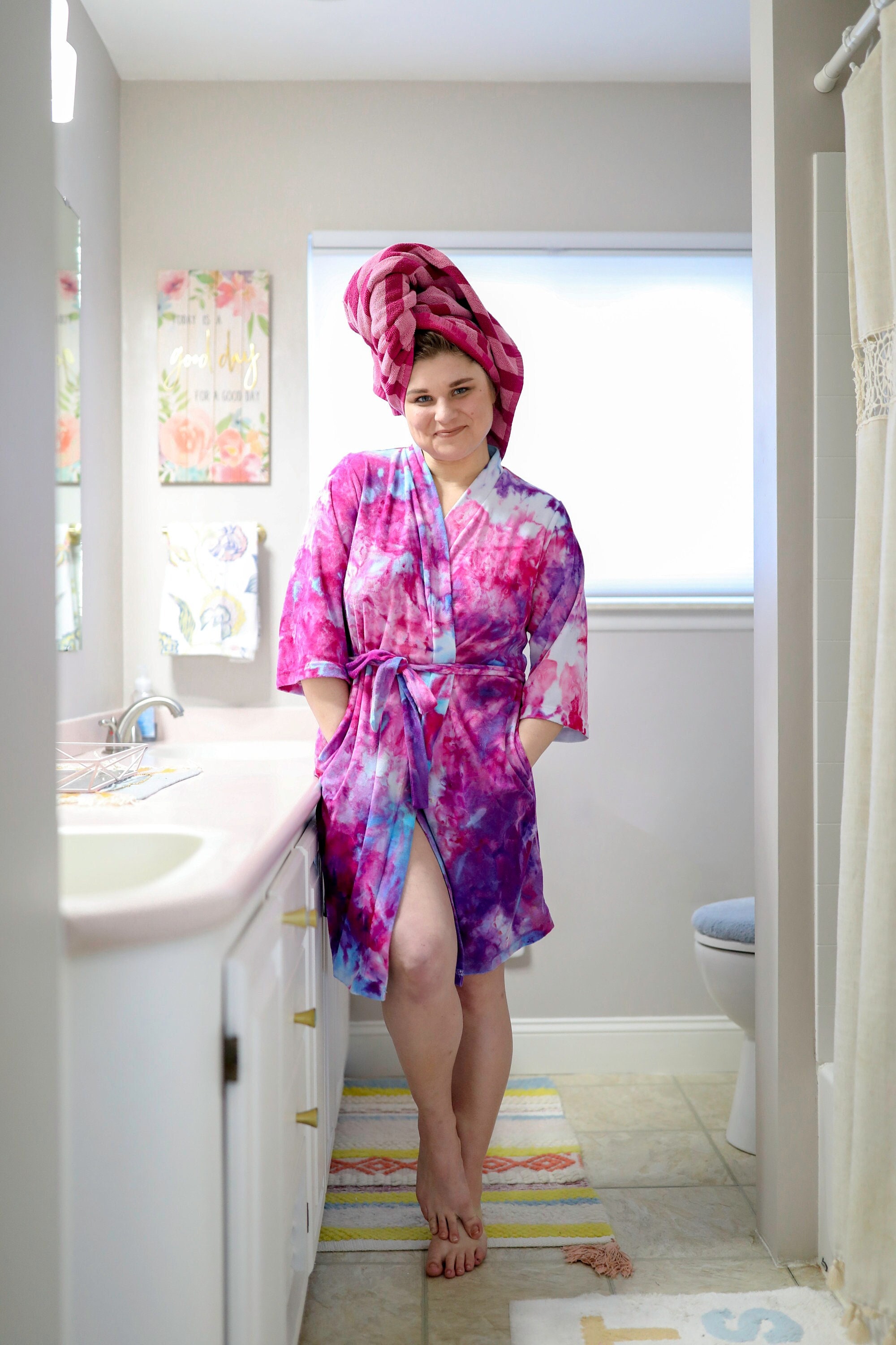 Tie Dye Women's Robe Ice Dye Tie Dye Bath Robe Ultra Soft 3/4-length Sleeve  Hippie Sizes: S-4XL -  New Zealand