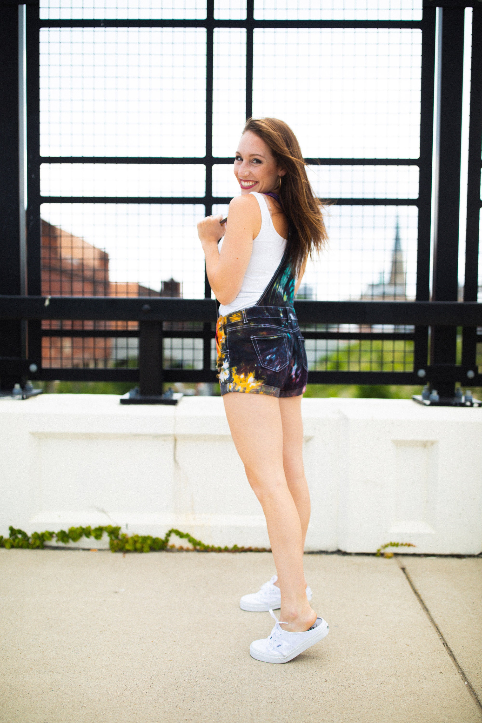 Overall Shorts Tie Dye Overalls Denim 
