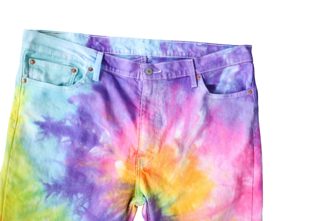 Tie Dye Men's Jeans Rainbow Pants Men's Jeans Party Pants Hippie ...