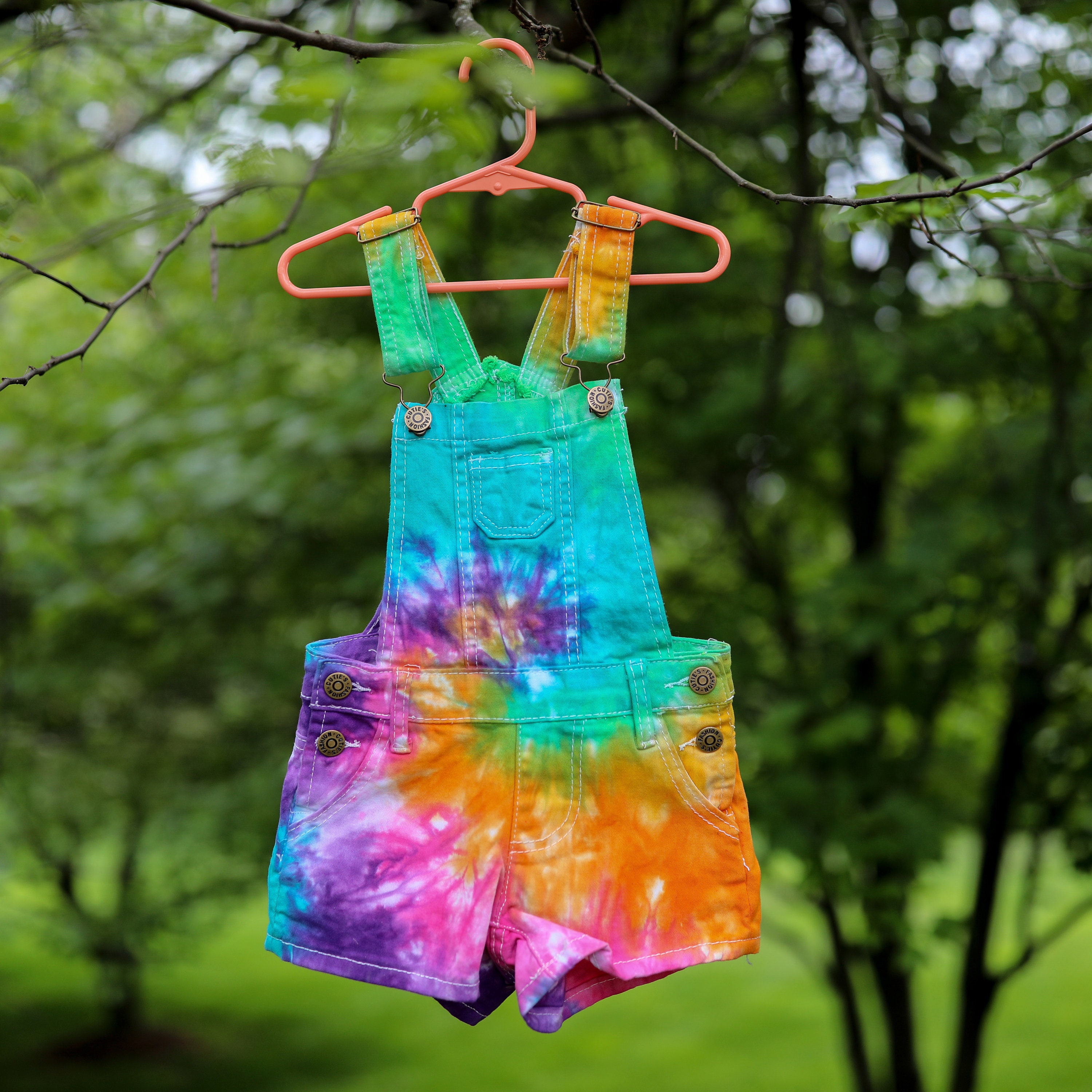 Tie dye cheap overalls shorts