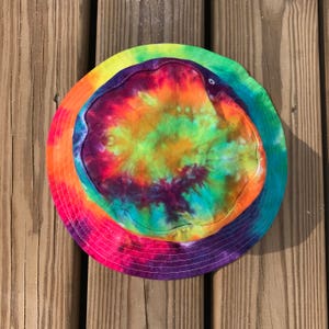 Tie Dye Bucket Hat Tie Dye Bandana Tie Dye Adult Hat Tie Dye Baby Bucket Hat Hippie Rainbow Bucket Hat Hand Dyed Michigan imagen 3