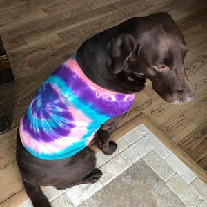 Tie Dye Dog Tank Top - Tie Dye Dog T-Shirt  - 100% Cotton - Big Dog Tie Dye - Dog Clothes - Spiral Tie Dye - Hippie - Sizes: XS-3XL