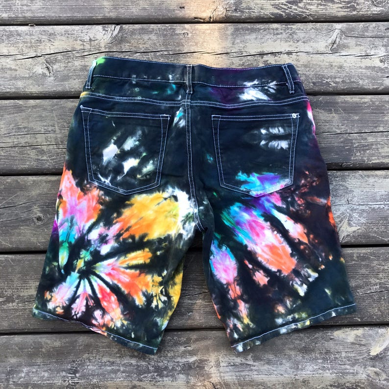Tie Dye Men's Jean Shorts Tie Dye Rainbow Shorts Etsy