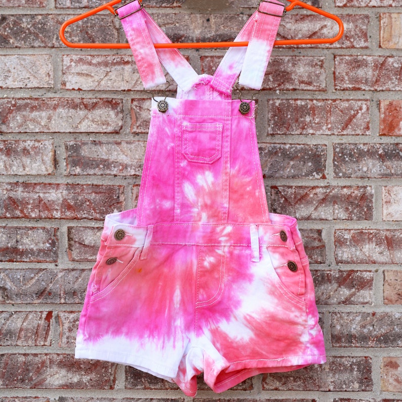 tie dye overall shorts