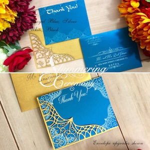 Marokkaanse Dank u kaart bruiloft evenement partij kaart Arabian Nights Aladdin boho groenblauw
