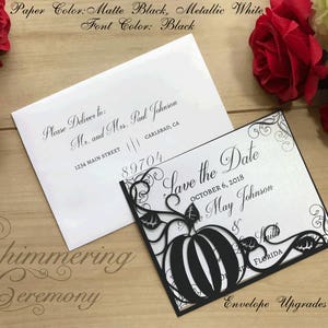 Kürbis inspirierte Save the Date Laser cut Kartentasche für Aschenputtel oder HerbstHochzeit