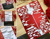 video game wedding invitation laser cut techie heart and sci fi halo design custom geek nerd gamer couple