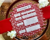 Harry Potter inspired laser cut brick charger menu card Platform 9 3/4 themed party wedding place setting