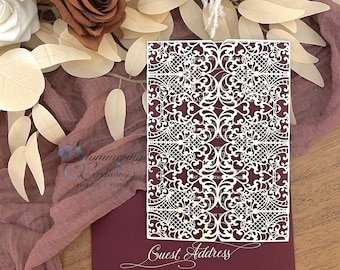 Lovely Lace laser cut gatefold Traditional wedding invitation vintage filigree invite classic