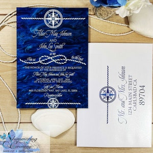 Nautical Acrylic wedding invitation tie the knot clear glass like invite luxury