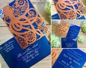 Steampunk octopus laser cut invitation wedding event invite themed party announcement