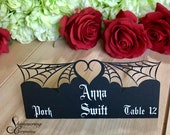Spider web place cards laser cut name escort tags halloween gothic table setting spooky printed