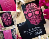 Day of the Dead wedding invitation laser cut sugar skull Detailed flowers dia de los muertos party
