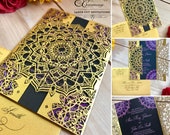 Mandala laser cut wedding invitation Indian gatefold exotic boho party cooperate event invite
