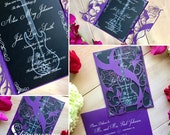 Rock N roll wedding laser cut gatefold invitation guitar and roses rockabilly party alternative bride