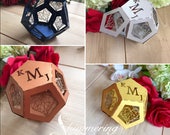 Geometric laser cut favor boxes minimal heart terrarium dodecahedron gold copper silver