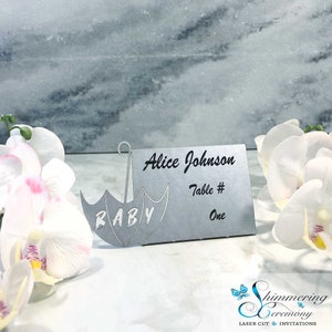 Tarjetas de baby shower laser cut place