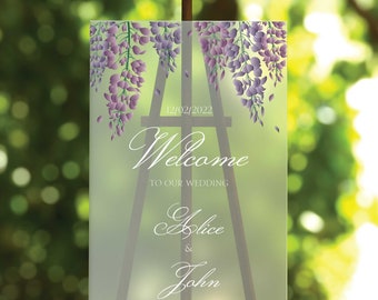 Wisteria Acrylic Wedding Welcome Sign Personalized UV Printed