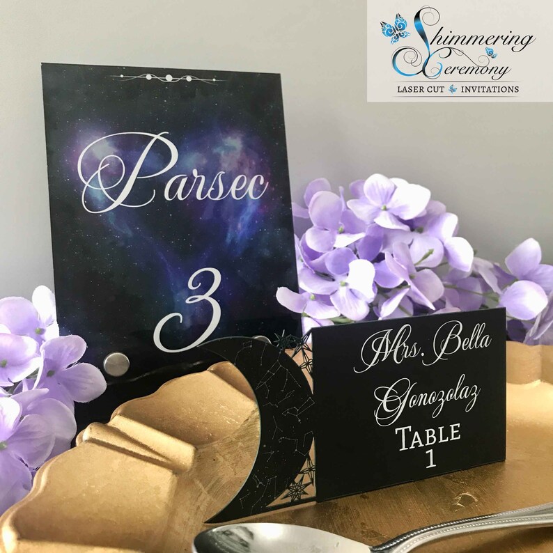 Moon Laser Cut Wedding Place Cards Space Escort Cards Galaxy Etsy