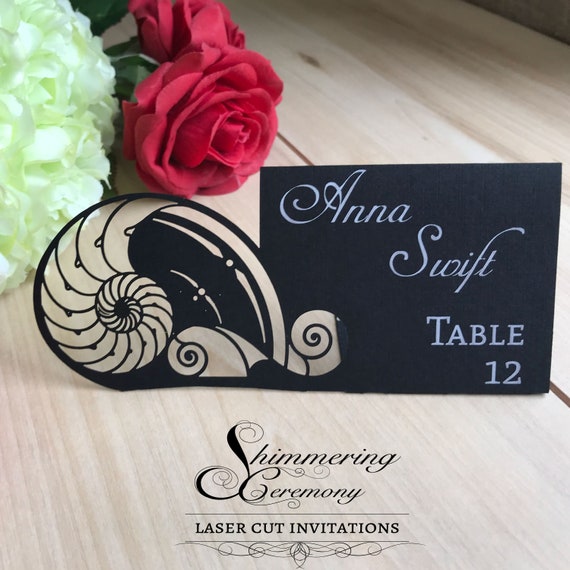 Shell Laser Cut Place Cards Beach Wedding Escort Cards Table Etsy