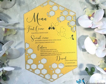 Honey Bee Laser Cut Menu Card