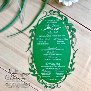 Grüne Blätter und Weinranken Laser cut Programmkarte Outdoor Hochzeit Tarzan Party Dekor Sommer zum Herbst