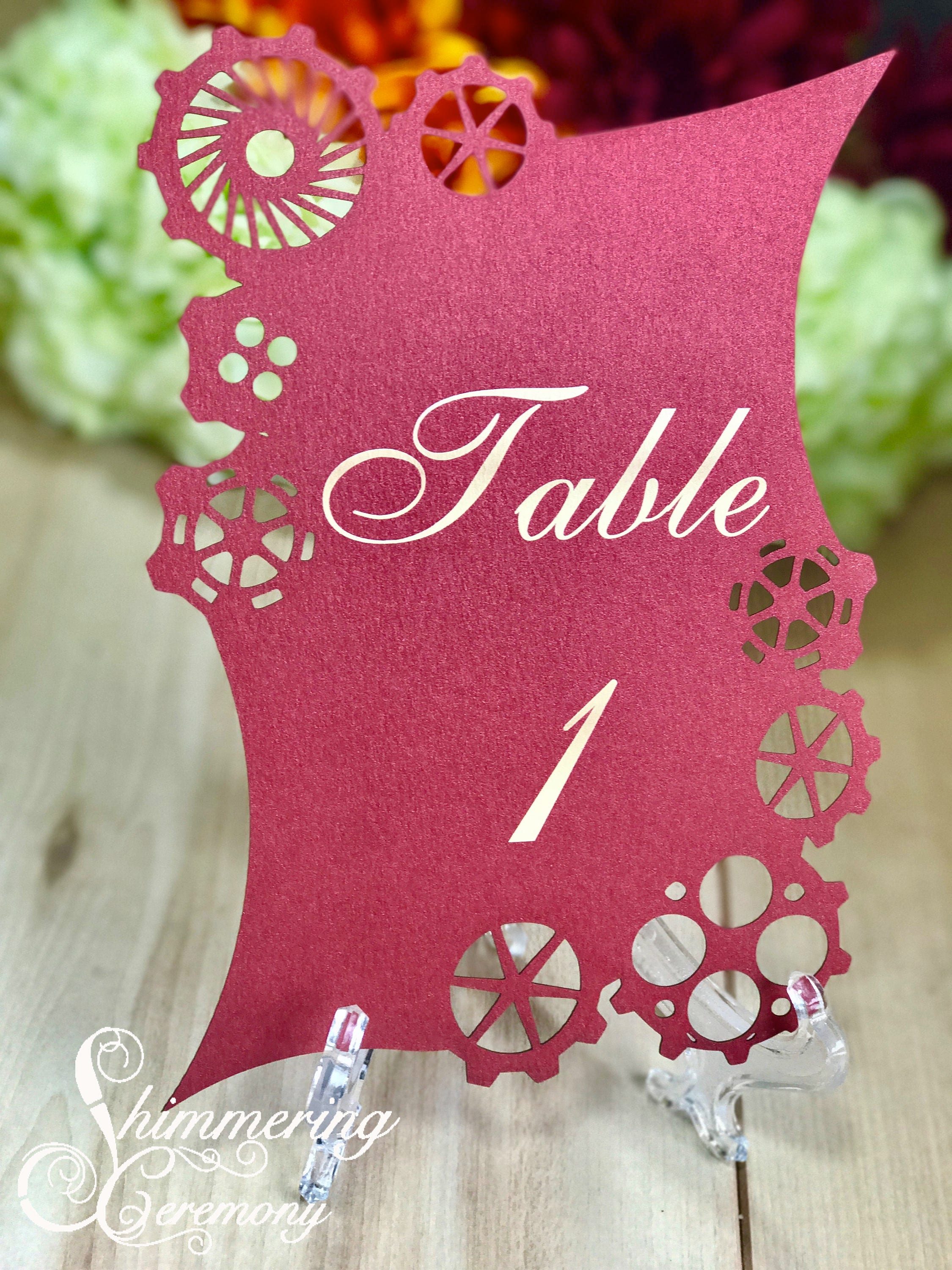 Steampunk Laser Cut Table Numbers With Gears for Fantasy Wedding ...
