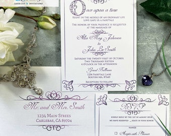 Once Upon A Time wedding invitation fairytale happily ever after invite custom printed