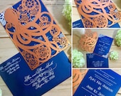 Steampunk octopus laser cut invitation wedding event invite themed party announcement