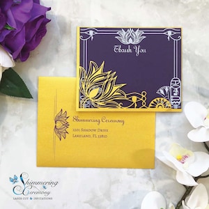 Egyptian Laser Cut Thank You cards customizable