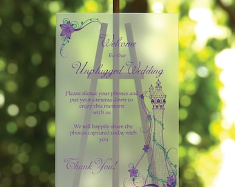 Tangled Tower Acrylic Unplugged Wedding Sign Personalized UV Printed