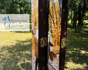 Photo Column Hochzeit Timeline Herbst Box UV Gedruckt Hochzeitsdekor Installation Elegant