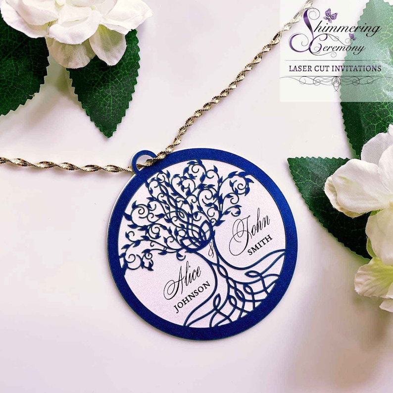 Tree of life favor tags laser cut personalized Celtic party decor custom printed wedding gift tags elvish