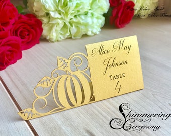 Pumpkin laser cut wedding place cards fall escort cards table decorations party name cards