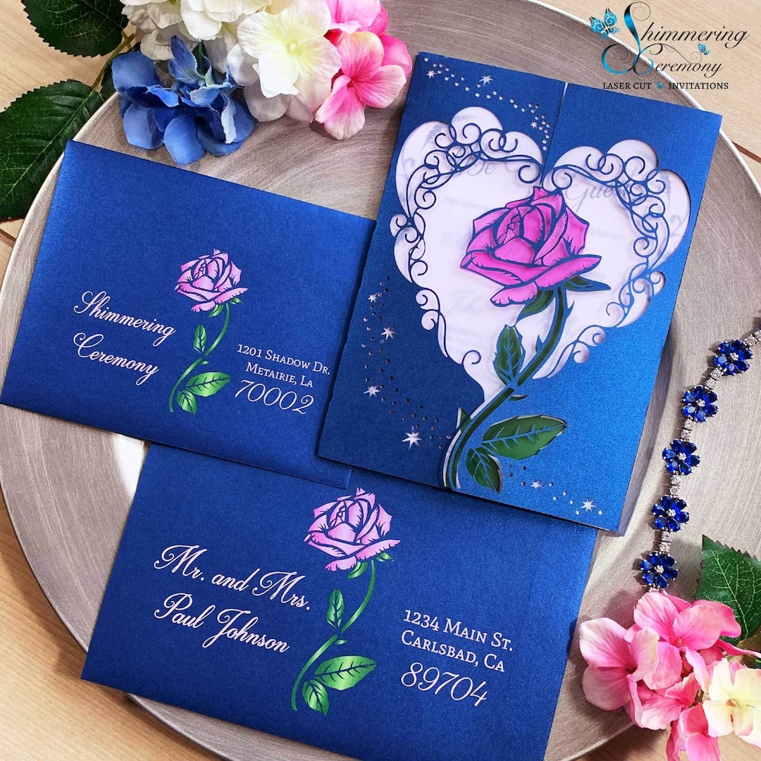 Beauty and the Beast Inspired Wedding Invitation Folder