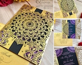 Mandala laser cut wedding invitation Indian gatefold exotic boho party cooperate event invite